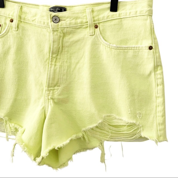 Abercrombie Annie High Rise Frayed Cut Off Destroyed Denim Short Pastel Neon NEW - Picture 5 of 13